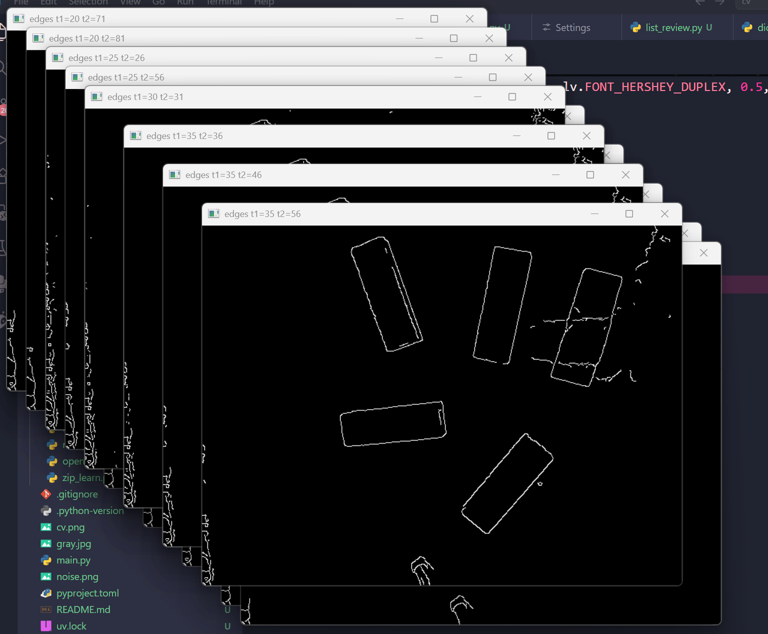 Stacked edge windows during tuning